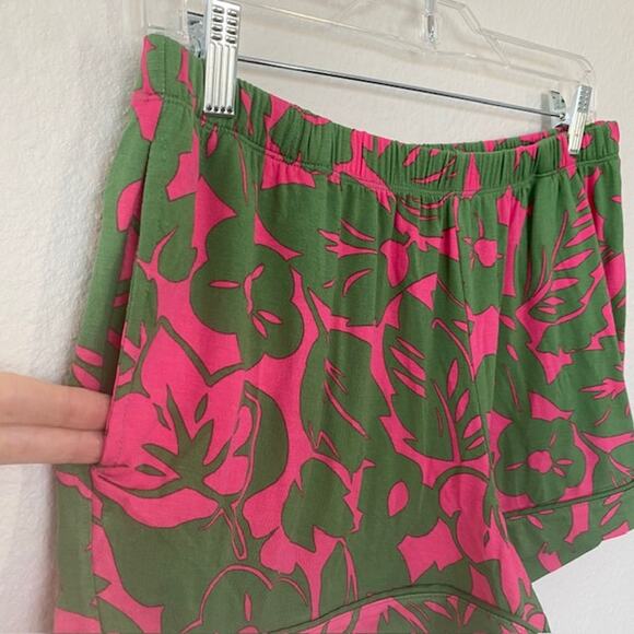 Kate Spade Pajama Set Shortie Pink & Green Floral Pockets Women's Medium NWT - Picture 8 of 12